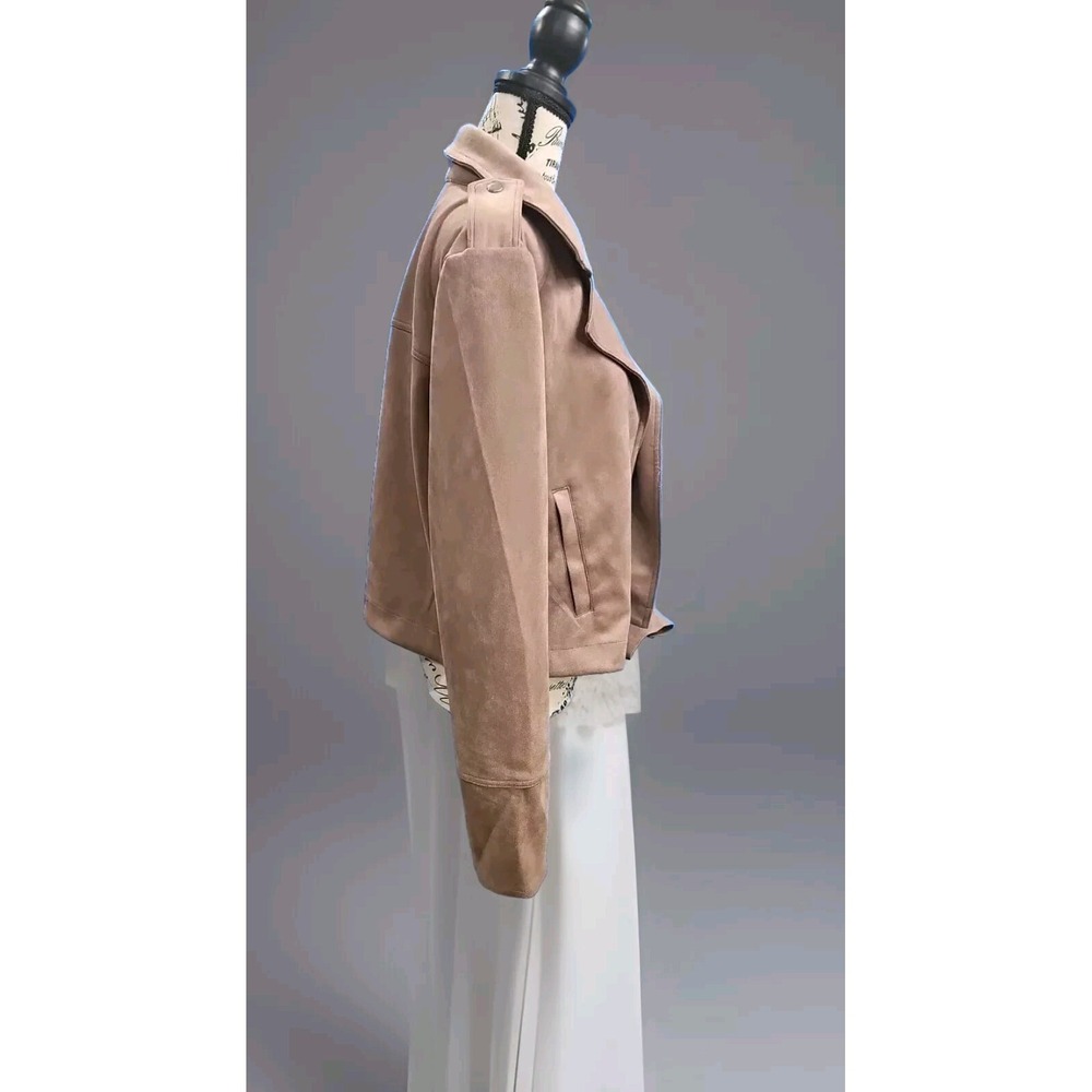 Philosophy Large Double Breasted‎ Mauve Faux Liquid Leather Open Front CL11 - Picture 4 of 10